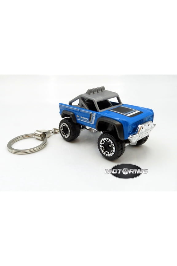 Custom Ford Bronco Blue Offroad Car Rare Novelty Keychain 1:64 Diecast