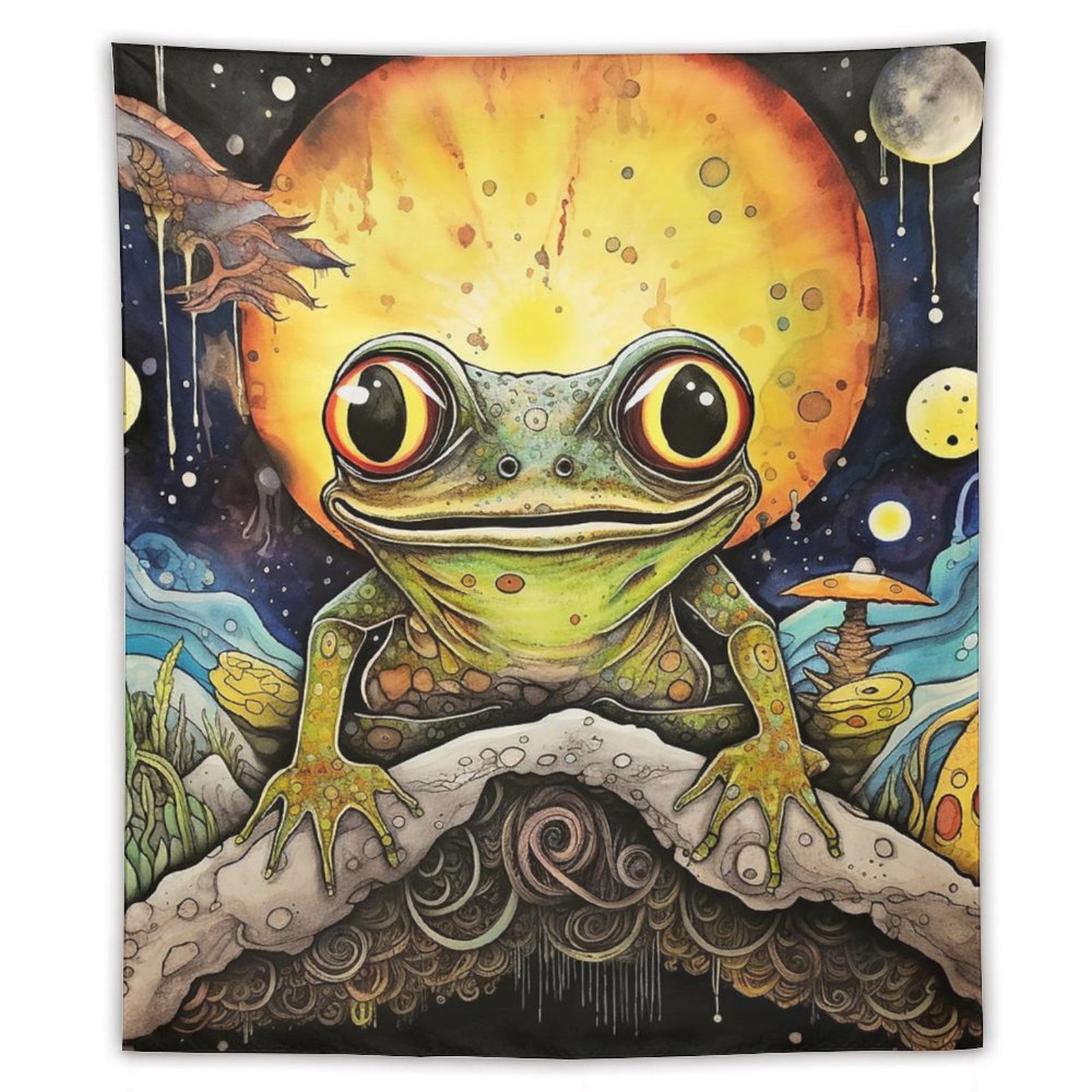 Custom Frog And Mushroom Tapestry Popular Tapestry Poster Interior Wall