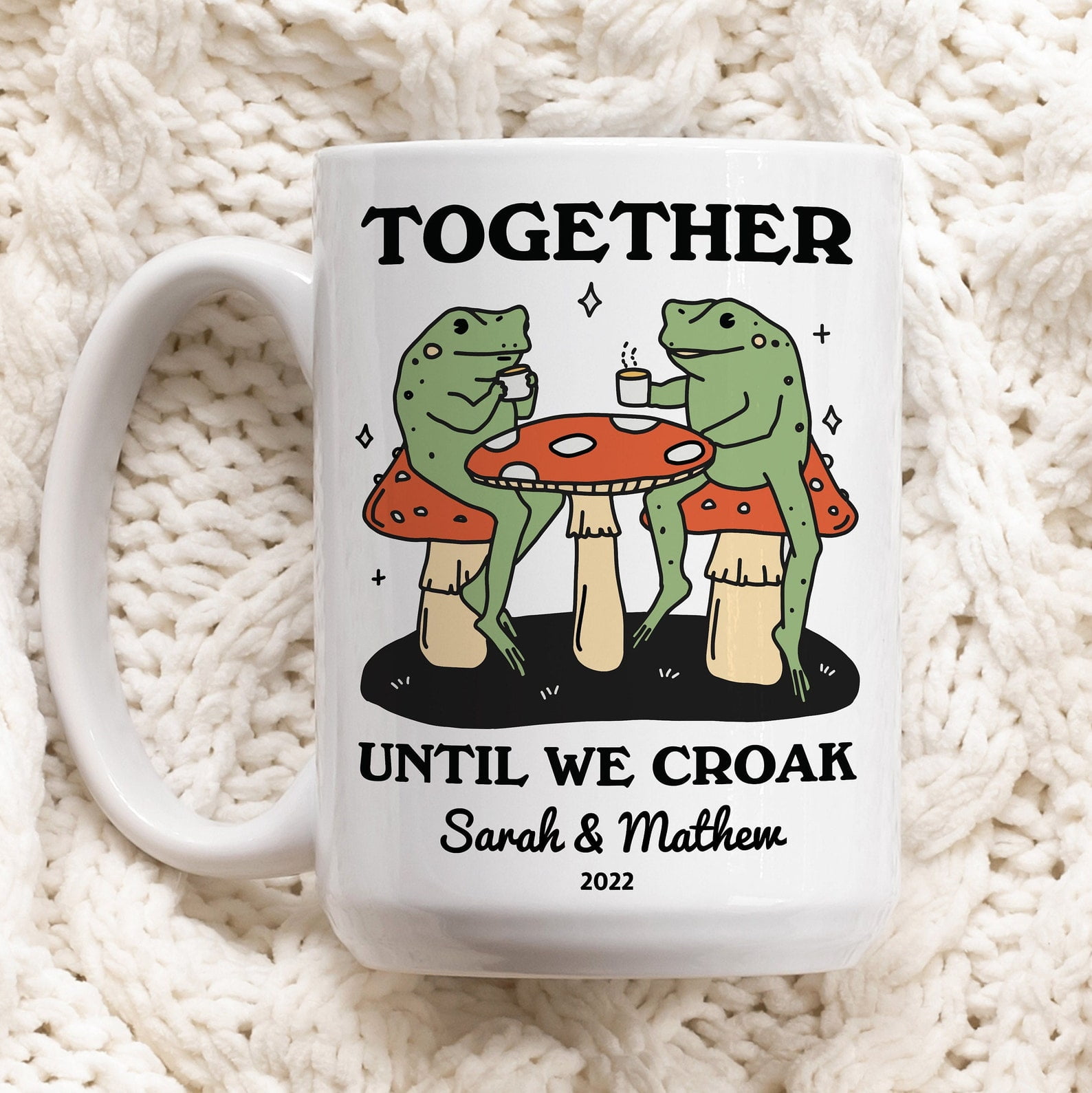 Custom Frog Mug, Personalized Couples Wedding Cup, Frog Lover Gift