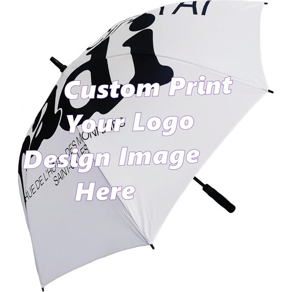 Custom Full Printing Umbrellas, Customized Logo Golf Umbrellas 55-Inch Windproof Auto Open Large Personalized Umbrella with Photo or Design for Gifts & Daily Use