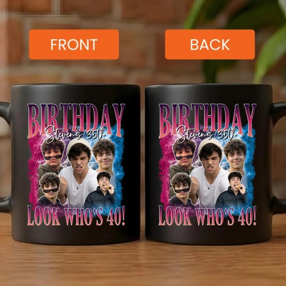 Custom Funny Bootleg Rap Tee Style Mug With Your Uploaded Photos, Bekilab Ceramic Coffee Mug, 11oz 15oz Gift