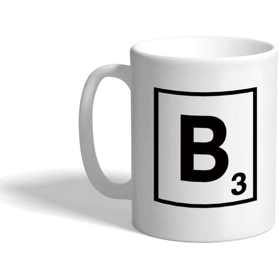 Custom Funny Coffee Mug Coffee Cup"B" Scrabble Initial Monogram Letter B White Ceramic Tea Cup 11 OZ Design Only