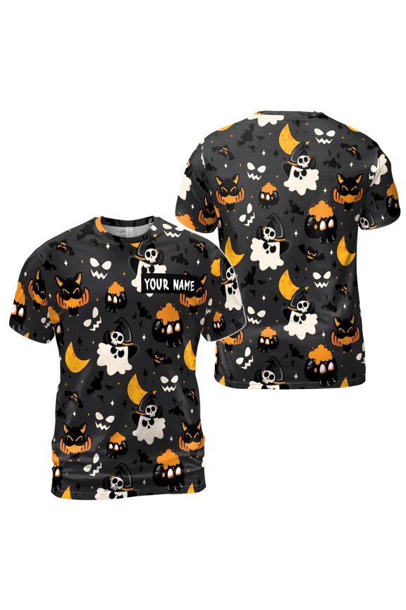 Custom Funny Cute Halloween Character Pattern Men's T-shirt S-5XL