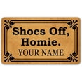 Custom Funny Doormat Shoes Off, Homie Personalized Indoor