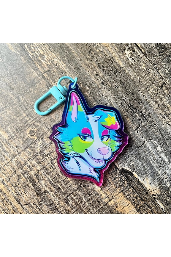 Custom Fursona Keychain | Double Sided Furry Acrylic Charm bag charm (read desc) (1 keychain)