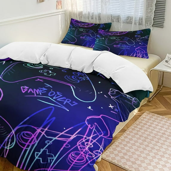 Custom Gamer Gaming Controller Button (1) Duvet Cover Set Themed Multicolor Polyester Bedding Set for Bedroom Decoration