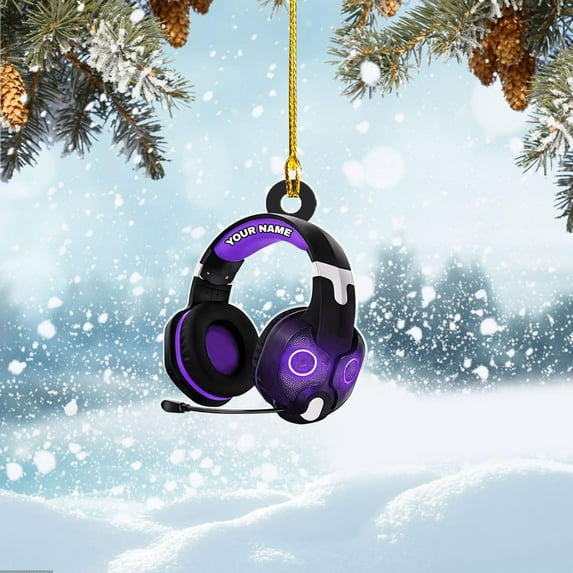 Custom Gaming Head Phones Ornaments 2025 Gaming Head Phones Light Christmas Ornament Gaming Headphone Flat Christmas Ornament Headphone Ornament Headphone Ornament Gift Christmas Tree Decor (HP1) -