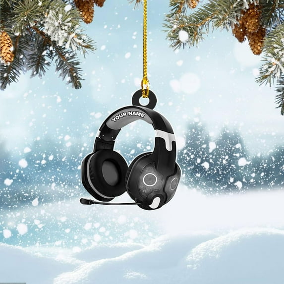 Custom Gaming Head Phones Ornaments 2025 Gaming Head Phones Light Christmas Ornament Gaming Headphone Flat Christmas Ornament Headphone Ornament Headphone Ornament Gift Christmas Tree Decor (HP1) -