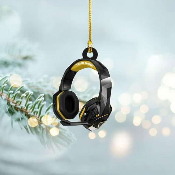 Custom Gaming Head Phones Ornaments 2025 Gaming Head Phones Light Christmas Ornament Gaming Headphone Flat Christmas Ornament Headphone Ornament Headphone Ornament Gift Christmas Tree Decor (HP2) -