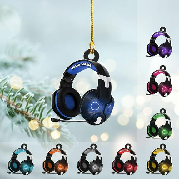 Custom Gaming Head Phones Ornaments 2025 Gaming Head Phones Light Christmas Ornament Gaming Headphone Flat Christmas Ornament Headphone Ornament Headphone Ornament Gift Christmas Tree Decor (HP1) -