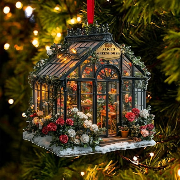 Custom Garden Greenhouse 2D Flat Acrylic Ornament 2025 + Personalized Rearview Decor + Plant Lover Gift + Garden House Theme