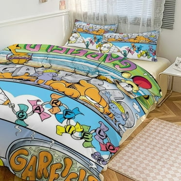 Custom Garfield Sheets Quilts Bedding Sheet Sets Bedroom Decoration 3-piece Sheet Set Super Soft Comfortable Breathable 1 Sheet 2 Pillowcases 90"x90"