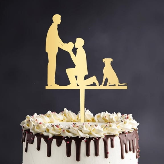 Custom Gay Wedding Cake Topper Engraved Cake Insert Groom And Groom Funny Cake Decoration for Gay Wedding Engagement Party Decorations Supplies Best Wedding Gift for Gay Couple Men