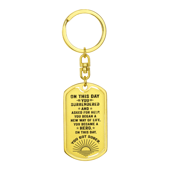 Custom Giant 18k Gold Finish Steel Sober Anniversary Keychain for Adult, Unisex Keychain