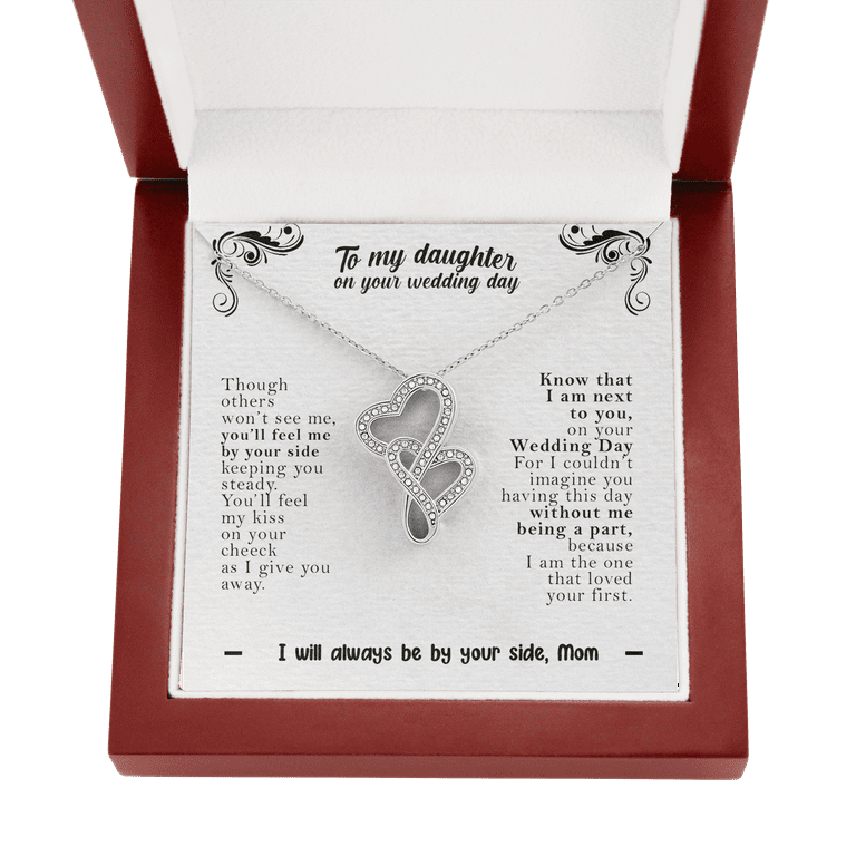 Custom Giants 14K White Gold Wedding Necklace Gift from Mother in Heaven to Bride Daughter