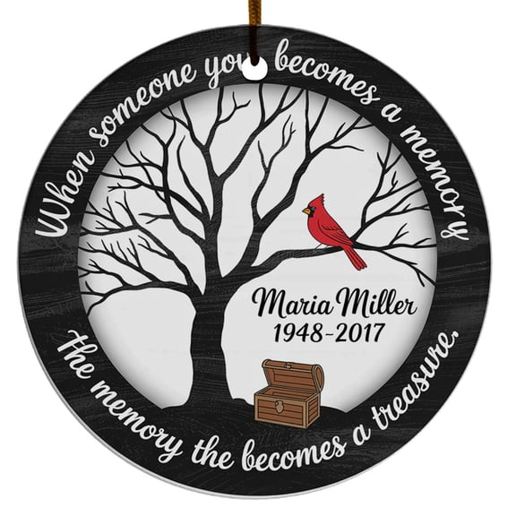 Custom Gift Cardinal Remembrance Christmas Ornament 2025 for Loss of Loved One, Red Cardinal in Memory Christmas Ornament, When Someone You Love Becomes a Memory Treasure Keepsake