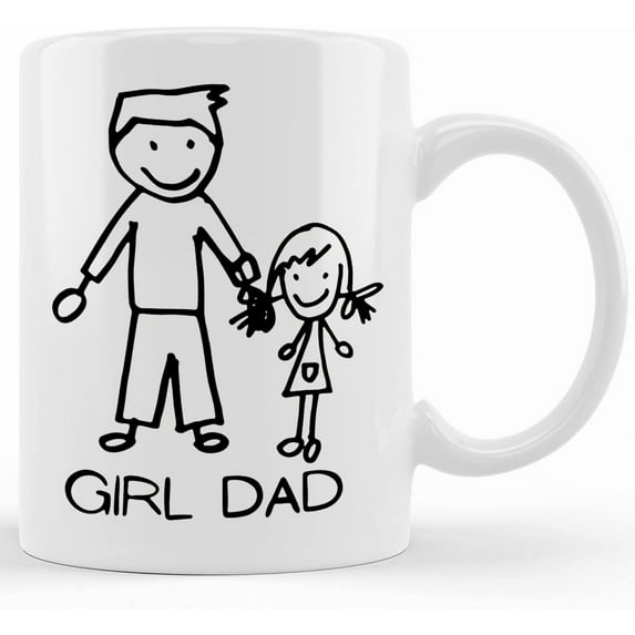 Custom Girl Dad Mug Father Of Daughters, Father's Day, His Birthday, From Daughter, You Choose Stick Figure Dad, Father’s Day Mug, Gifts For Dad, Unique Father's Day Gifts From Son, Daugh
