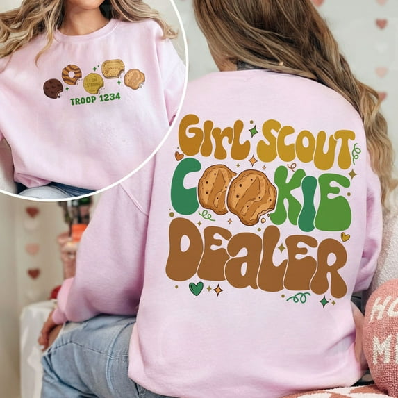 Custom Girl Scout Cookie Dealer Sweatshirt, Cookie Dealer Shirt, Custom Scout Girl Troop Number, Custom Cookies Shirt