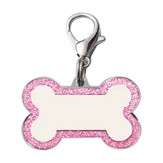 Custom Glitter Bone Dog Tag - Metal, 4-Line Engraving - for Dogs/Cats, ID Protection, Durable & Stylish, Personalized