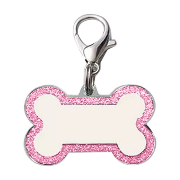 Custom Glitter Bone Dog Tag - Metal, 4-Line Engraving - for Dogs/Cats, ID Protection, Durable & Stylish, Personalized