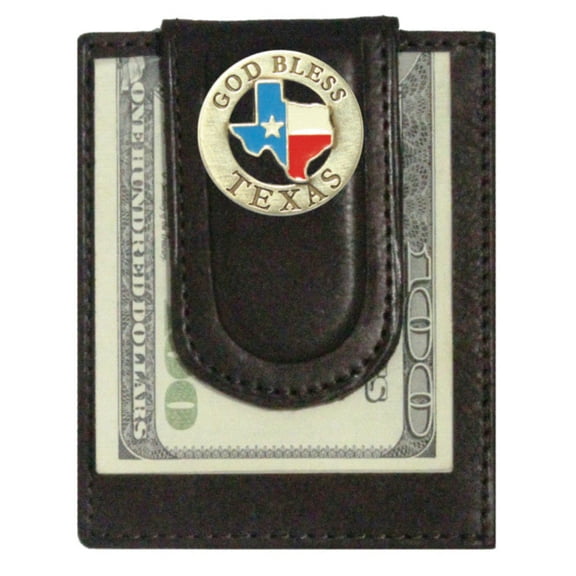 Custom God Bless Texas Paul and Taylor Money Clip Wallet Brown