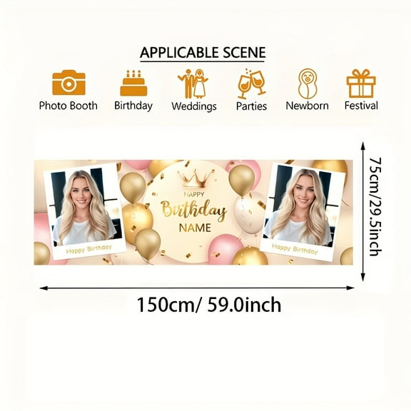 Custom Golden Crown Party Decorations Banner Golden Crown Sign Backdrop Photo Booth Props Background Party Favors