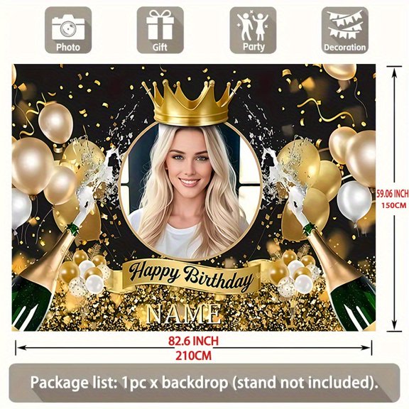 Custom Golden - themed Party Decorations Banner Golden Sign Backdrop Photo Booth Props Background Party Favors