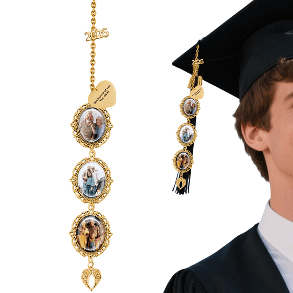 Custom Grad Tassel Picture Pendant 2025, Graduation Cap Charm for Students, Personalized Keepsake Gift for Memory 3 Picture