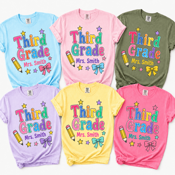 Custom Grade Level Teacher Comfort Colors Shirt, Teacher Name Tee, Personalized School Staff Shirt, Matching Teacher Team Outfit, Back To School