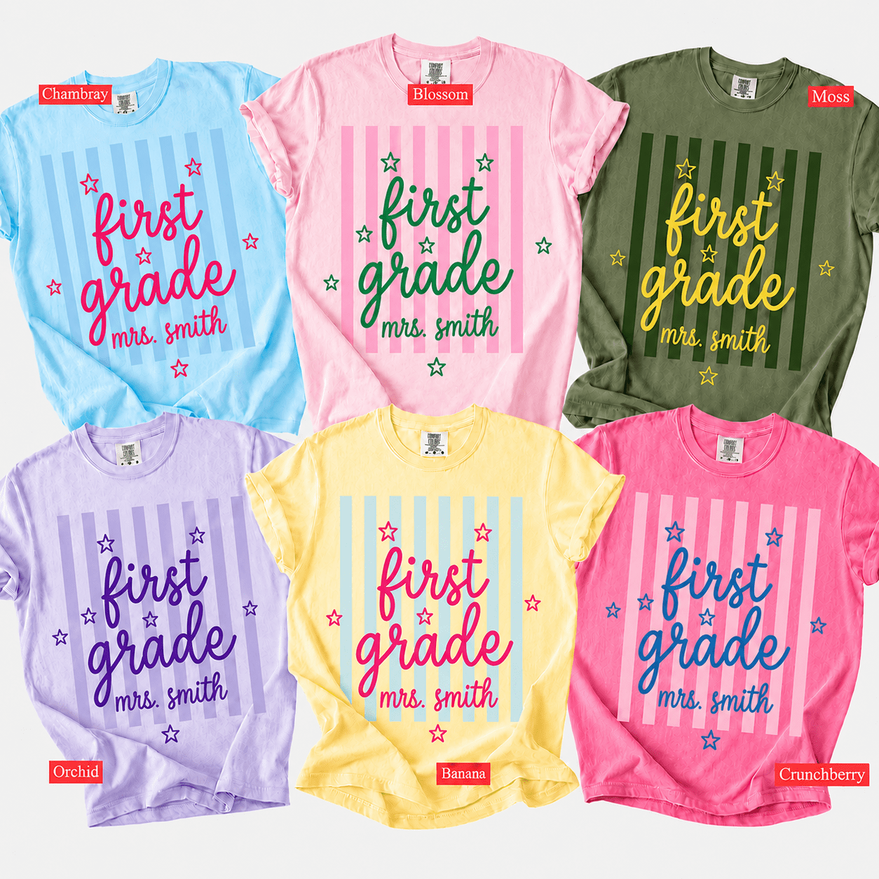 Custom Grade Level Teacher Comfort Colors Shirt, Teacher Team Tee ...