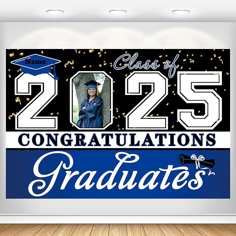 Custom Graduation Backdrop Banner Large Congrats Grad Balloons Party ...
