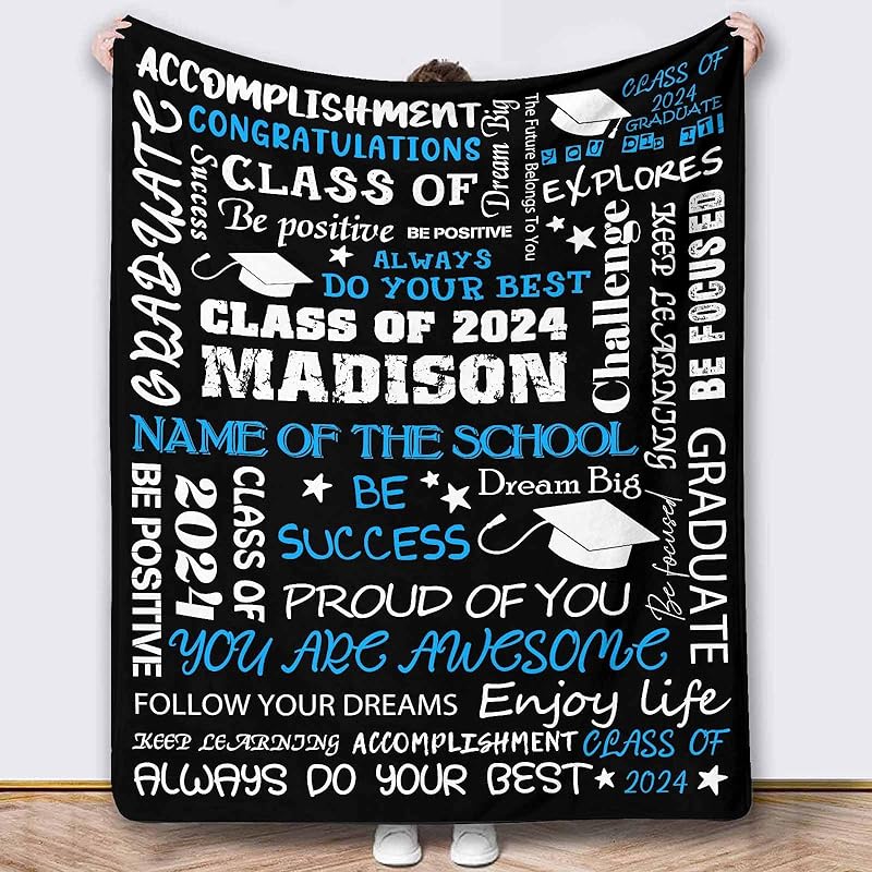 Custom Graduation Blanket 2024 Graduations Graduate 2024 Throw Blanket