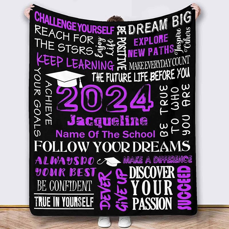 Custom Graduation Blanket 2024 Graduations Graduate 2024 Throw Blanket