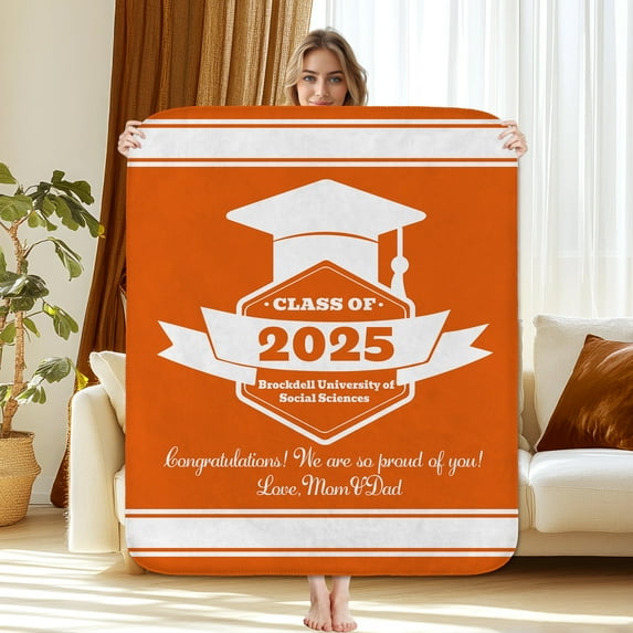 Custom Graduation Blanket with TEXT, 2025 Graduation Gifts Blanket For Graduate Daughter, Son, Adults Throw Blanket for Graduation Party