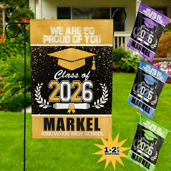 Custom Graduation Garden Flag Class of 2026, Personalized Name Yard Flag Outdoor Decor Multiple Sizes