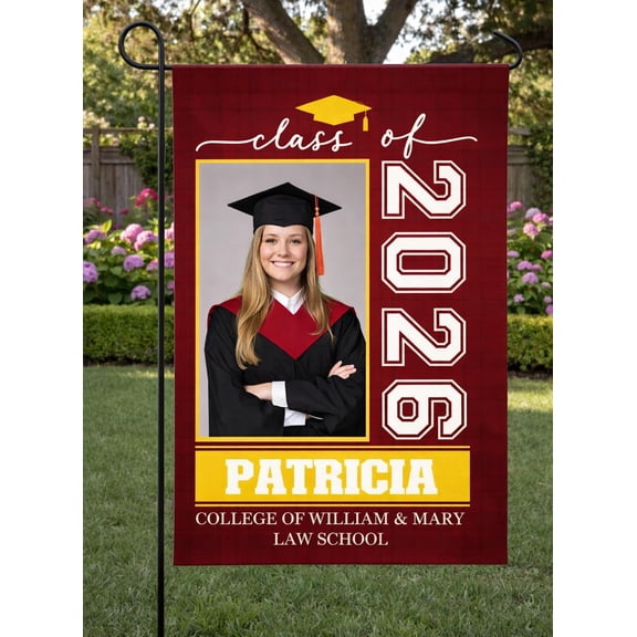 Custom Graduation Garden Flag Class of 2026, Personalized Photo Yard Banner Senior Gift