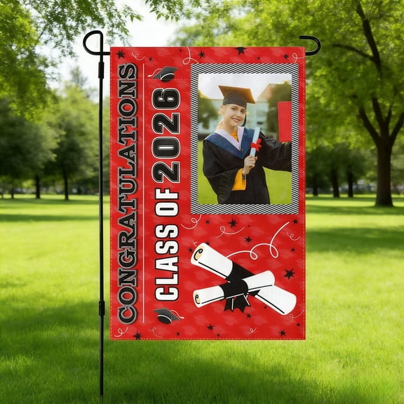 Custom Graduation Garden Flag Personalized Photo Class Of 2026 Yard Sign For Outdoor Lawn Patio Graduation Party Decoration