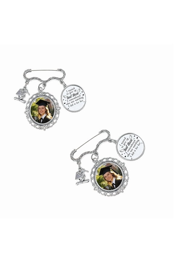 Custom Graduation Tassel Pin Class of 2026 Keepsake Gift, Personalized Graduation Memorial Pin with Photo Charm(2ps)