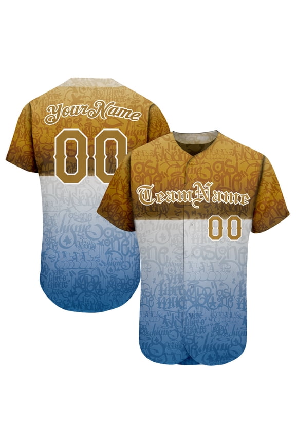 Custom Graffiti Pattern Gold-White 3D Chicano Authentic Baseball Jersey - Hot Sale 2026