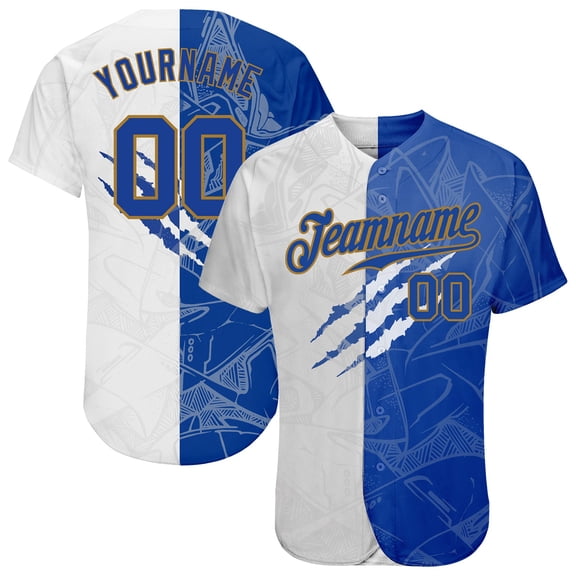 Custom Graffiti Pattern Royal-Old Gold 3D Authentic Baseball Jersey - Hot Sale 2026