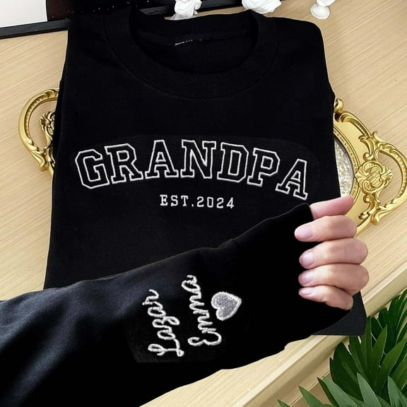 Custom Grandpa Embroidered Sweatshirt Hoodie With Grandkids Names Father's Day Gift Ideas
