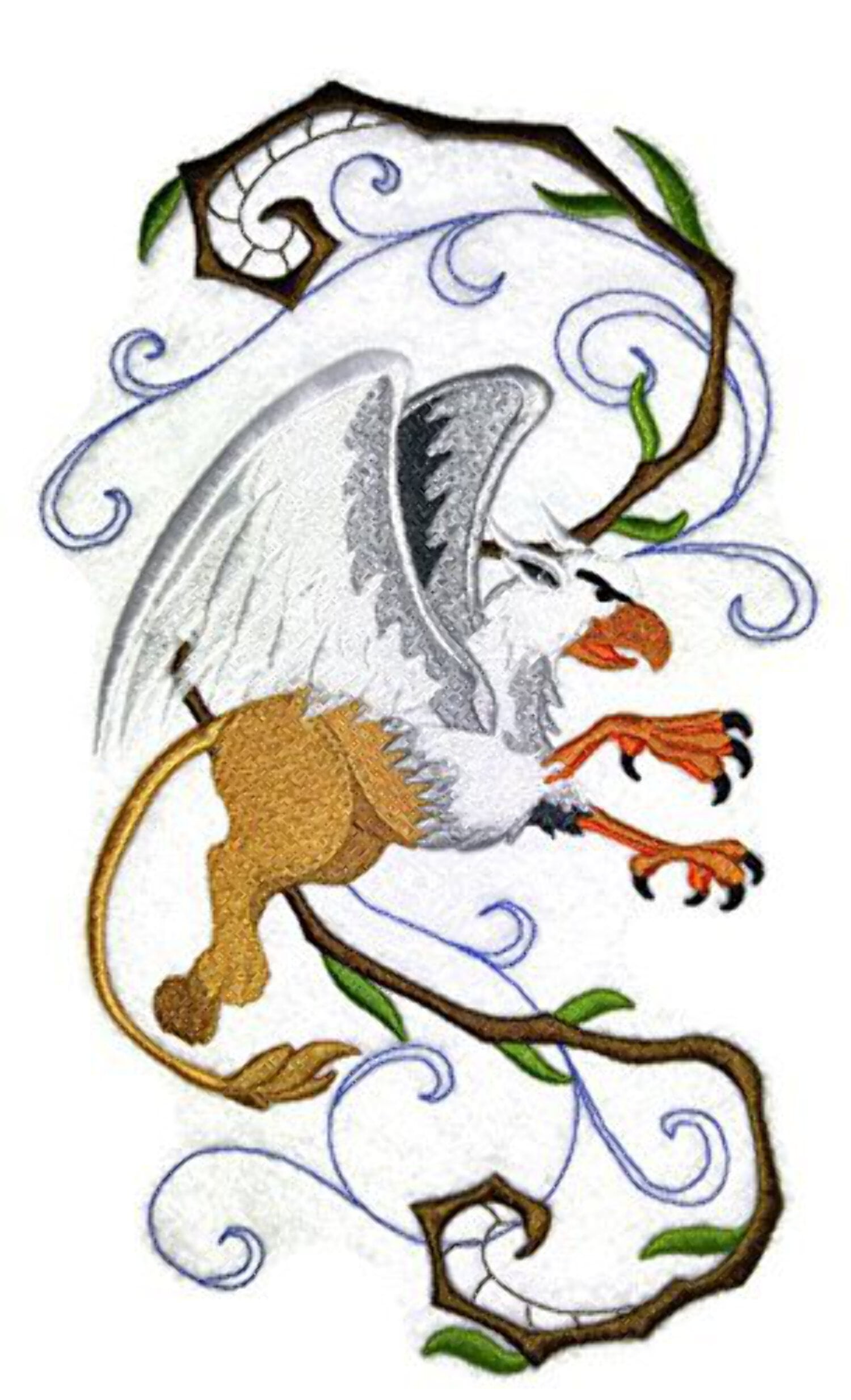 Custom Griffin in Fantasy Flight Embroidery Iron On/Sew Patch [9.41" X 5.7"]