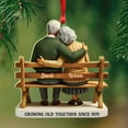 thumbnail image 1 of Custom Growing Old Together Ornament 2025, Personalized Elderly Couple On Bench Acrylic Ornament, Wedding for Husband Wife, Grandparents, Old Couple 2D Flat Ornaments Keepsake, 1 of 5