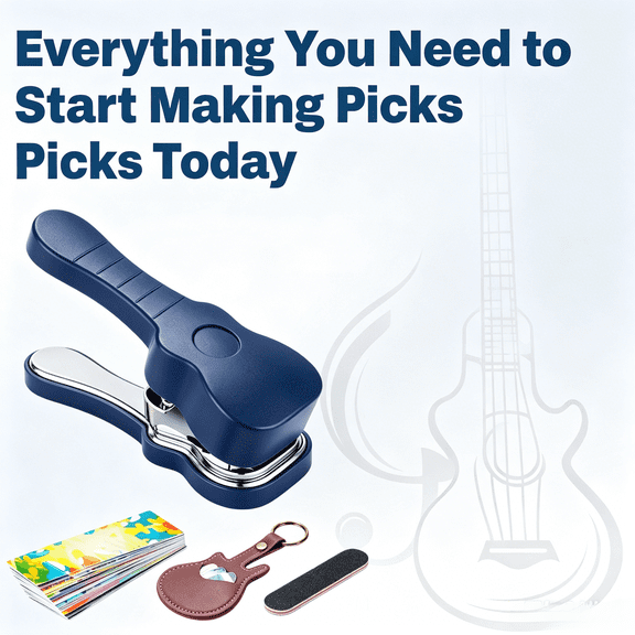 Custom Guitar Pick Maker Punch Set, DIY Craft Tool with Pick Storage Holder & Polishing File, DIY Personalized Picks for Acoustic Electric Guitar Players