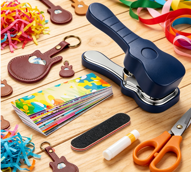 Custom Guitar Pick Making Kit, DIY Punch Tool with Leather Pick Storage & Edge File, Create Personalized Picks for Daily Guitar Use