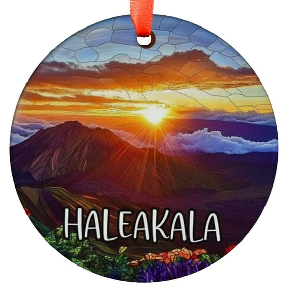 Custom Haleakala Maui Ornament |Faux |Unique Hawaii Souvenir |Vacation Travel Gift | Holiday |Christmas Decor, Holiday Keepsake, Xmas Tree Hanging Decoration, Seasonal Gift Idea, C