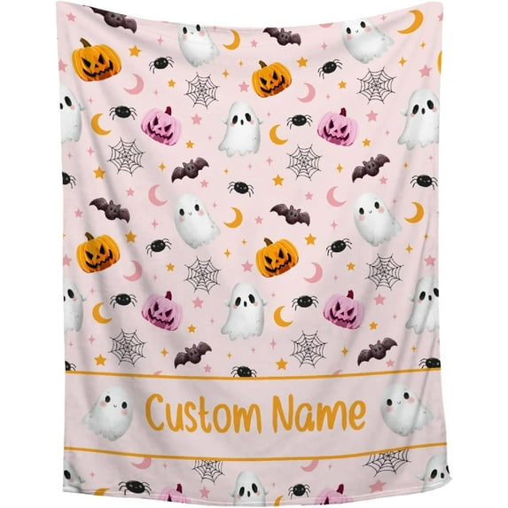 Custom Halloween Blanket | Personalized Ghost Blanket for Boys Girls | Plush Cozy Custom Name Blanket | Halloween Decor Personalized Gifts Name Blanket | 50"x60"-Teens/Travel Size