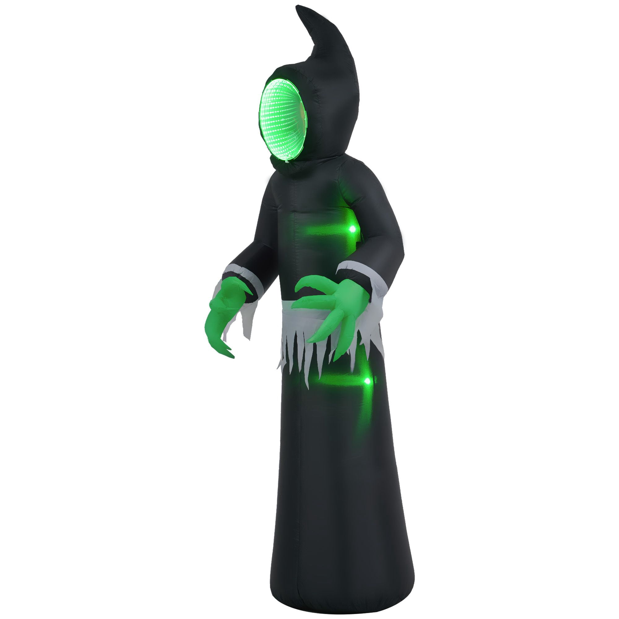96.5IN Inflatable Mirror Face Ghost Halloween Decor with LED Lights Waterproof Polyester Blow Up Yard Ornament