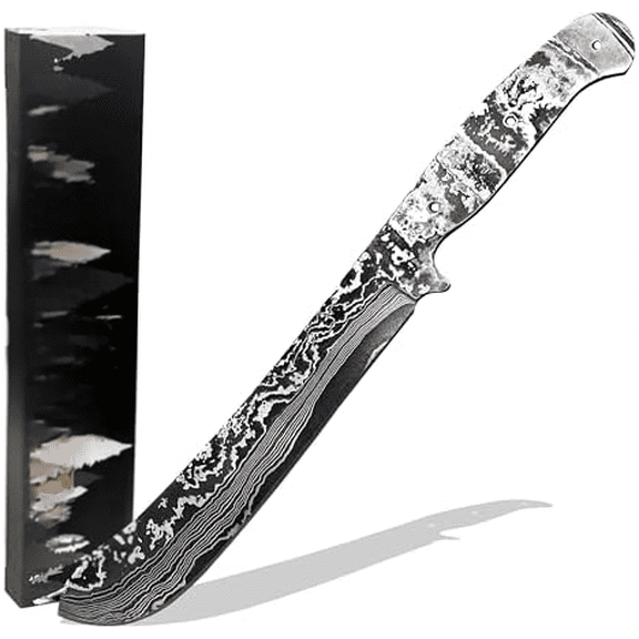 Custom Hand Forged Damascus Steel Blank Knife kit Cleaver Hunting Knives Damascus Blade Billet Handmade DIY Knife Making Supplies Fixed Blade Full Tang$$Other