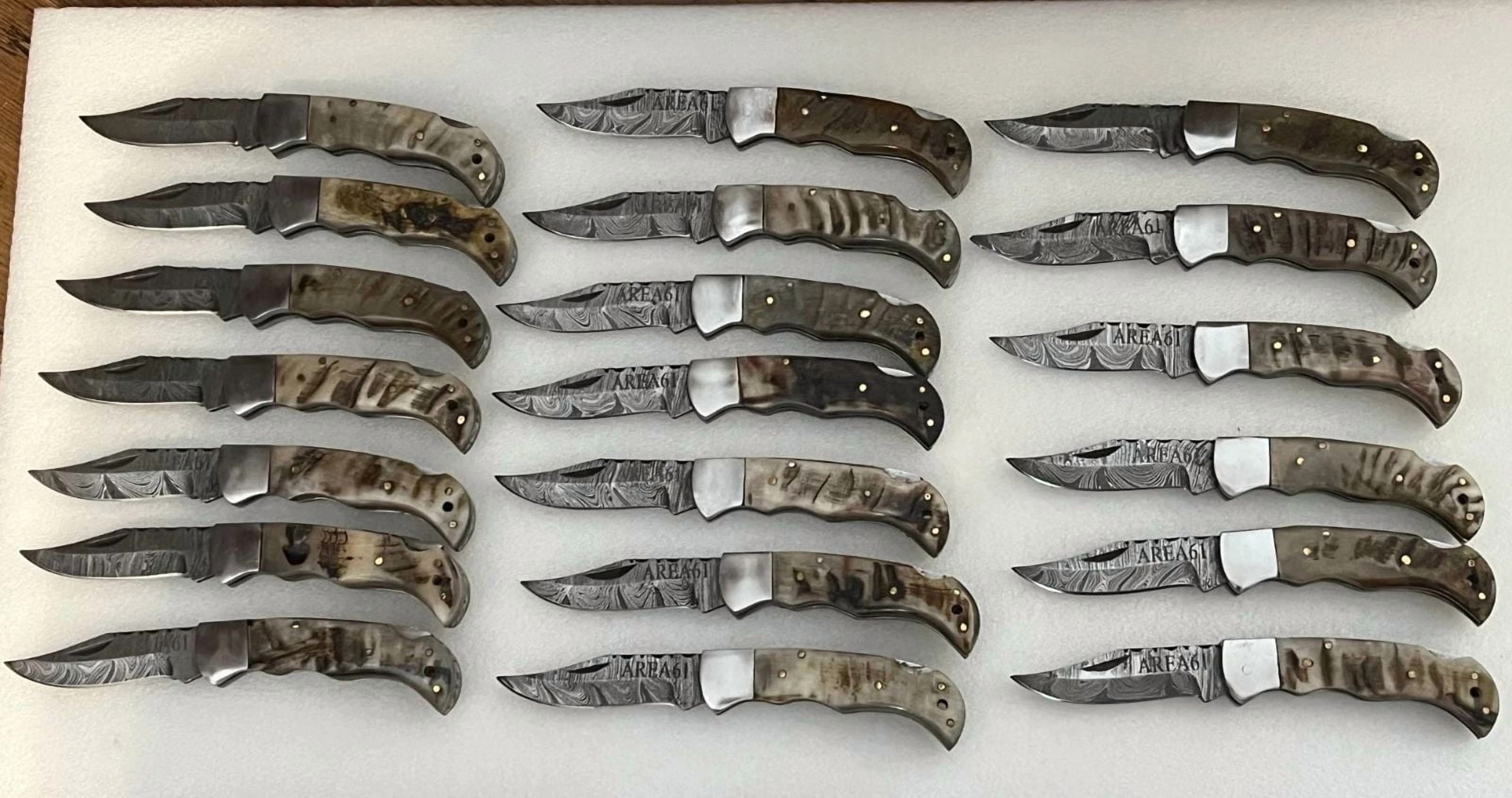 Custom Hand Made Forged Damascus Steel Folding Pocket Knife Back Lock W Sheath